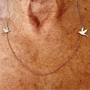 14K gold fine hummingbird necklace